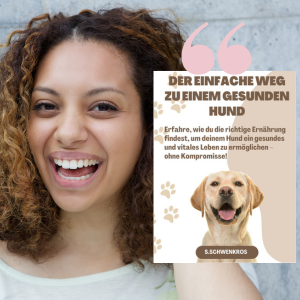 Der einfache Weg zu einem gesunden Hund Frau hält das Buch